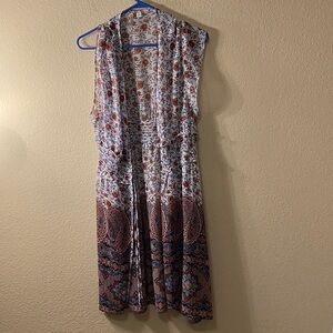 Cato Blue and Brown Patterned Midi Dress